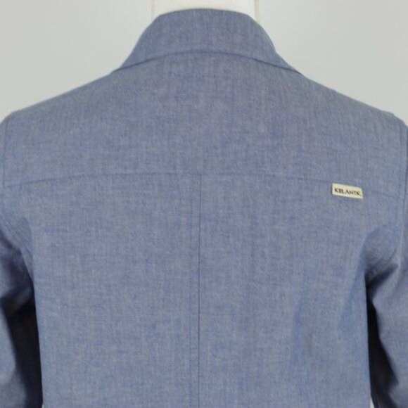 Icelantic Women's Large Blue Chambray Cotton 3/4 Sleeve Button Up Shirt Dress - Picture 4 of 10